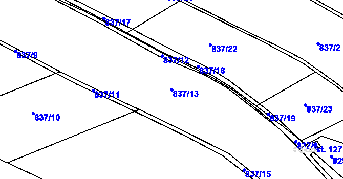 Parcela st. 837/13 v KÚ Pohoří u Stružince, Katastrální mapa