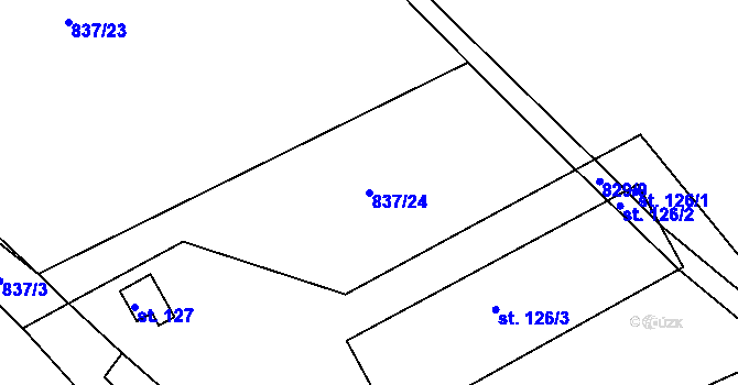 Parcela st. 837/24 v KÚ Pohoří u Stružince, Katastrální mapa