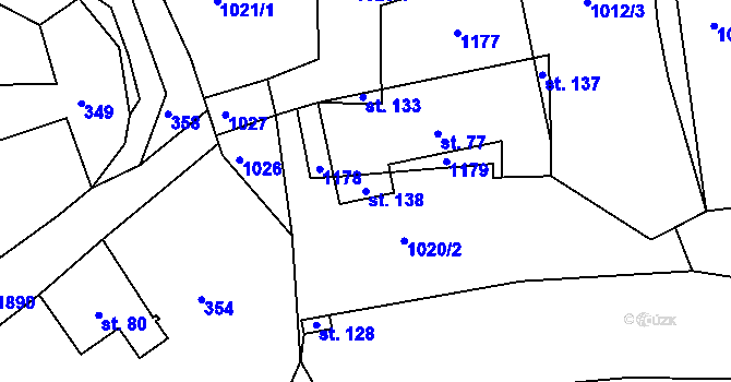 Parcela st. 138 v KÚ Pohoří u Stružince, Katastrální mapa