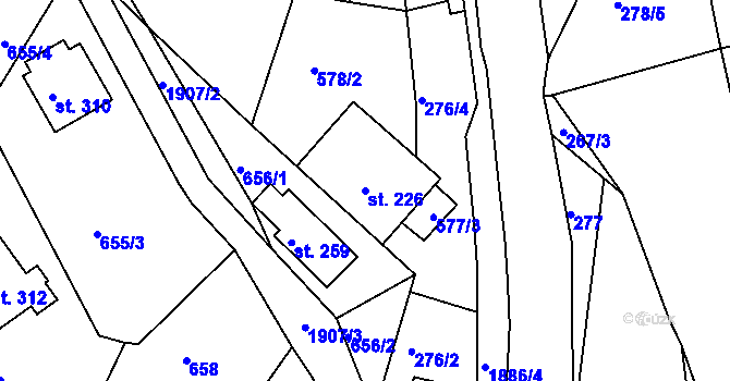 Parcela st. 226 v KÚ Stružinec u Lomnice nad Popelkou, Katastrální mapa
