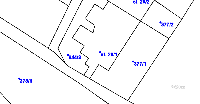 Parcela st. 29/1 v KÚ Tuhaň u Stružince, Katastrální mapa
