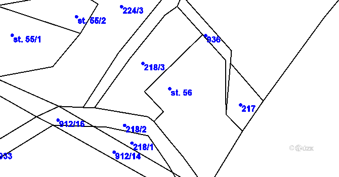 Parcela st. 56 v KÚ Tuhaň u Stružince, Katastrální mapa