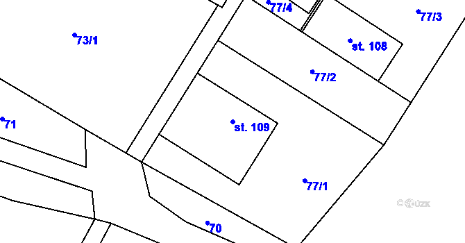 Parcela st. 109 v KÚ Tuhaň u Stružince, Katastrální mapa