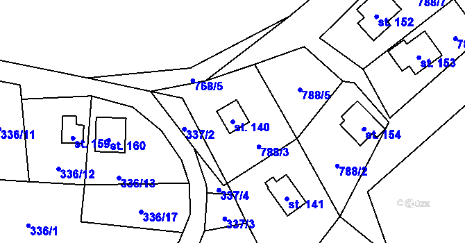 Parcela st. 140 v KÚ Tuhaň u Stružince, Katastrální mapa