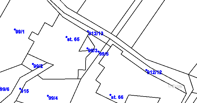 Parcela st. 99/5 v KÚ Tuhaň u Stružince, Katastrální mapa