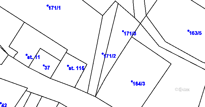 Parcela st. 171/2 v KÚ Tuhaň u Stružince, Katastrální mapa