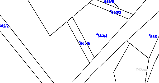 Parcela st. 663/5 v KÚ Tuhaň u Stružince, Katastrální mapa