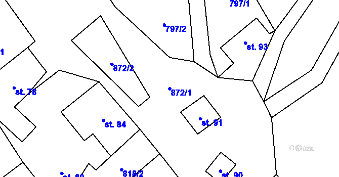 Parcela st. 872/1 v KÚ Tuhaň u Stružince, Katastrální mapa
