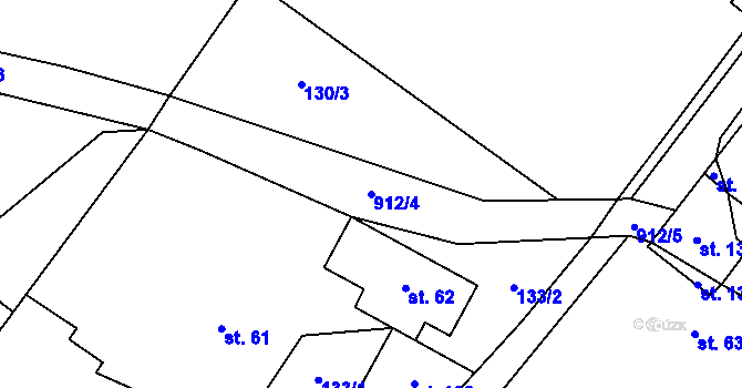 Parcela st. 912/4 v KÚ Tuhaň u Stružince, Katastrální mapa