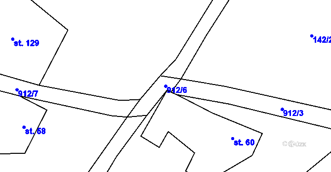 Parcela st. 912/6 v KÚ Tuhaň u Stružince, Katastrální mapa