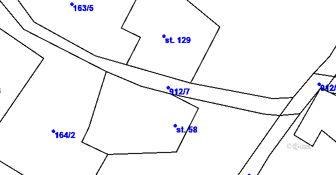 Parcela st. 912/7 v KÚ Tuhaň u Stružince, Katastrální mapa