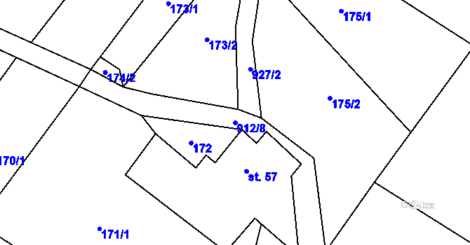 Parcela st. 912/8 v KÚ Tuhaň u Stružince, Katastrální mapa