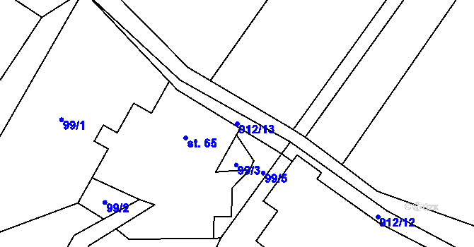Parcela st. 912/13 v KÚ Tuhaň u Stružince, Katastrální mapa