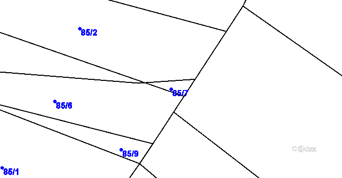 Parcela st. 85/7 v KÚ Tuhaň u Stružince, Katastrální mapa