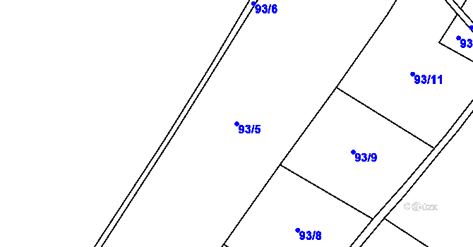 Parcela st. 93/5 v KÚ Tuhaň u Stružince, Katastrální mapa