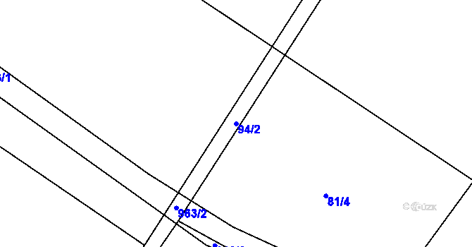 Parcela st. 94/2 v KÚ Tuhaň u Stružince, Katastrální mapa