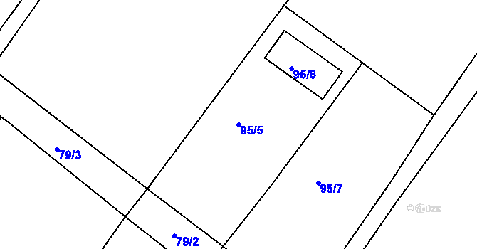 Parcela st. 95/5 v KÚ Tuhaň u Stružince, Katastrální mapa