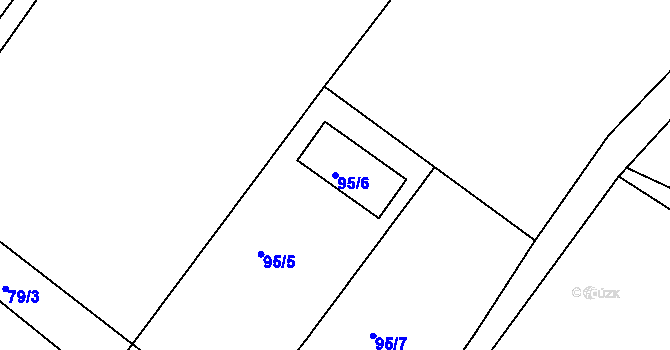 Parcela st. 95/6 v KÚ Tuhaň u Stružince, Katastrální mapa
