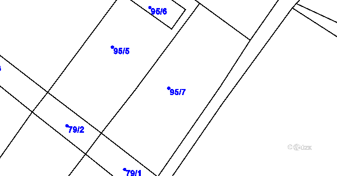 Parcela st. 95/7 v KÚ Tuhaň u Stružince, Katastrální mapa
