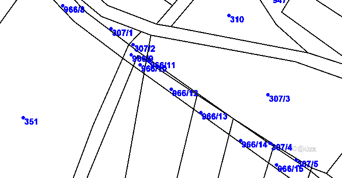 Parcela st. 966/12 v KÚ Tuhaň u Stružince, Katastrální mapa