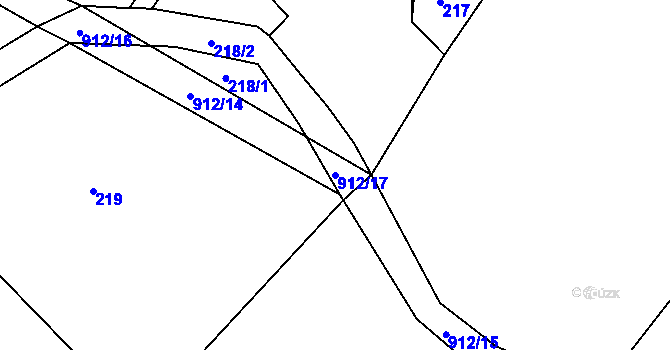 Parcela st. 912/17 v KÚ Tuhaň u Stružince, Katastrální mapa