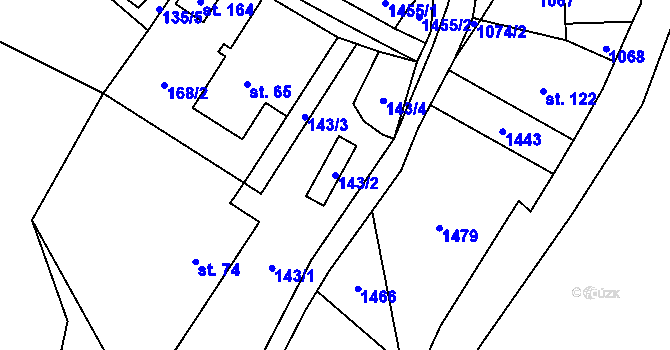 Parcela st. 143/2 v KÚ Horní Tašovice, Katastrální mapa