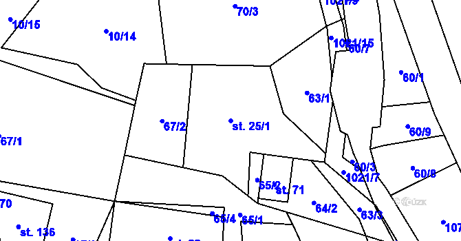 Parcela st. 25/1 v KÚ Horní Tašovice, Katastrální mapa