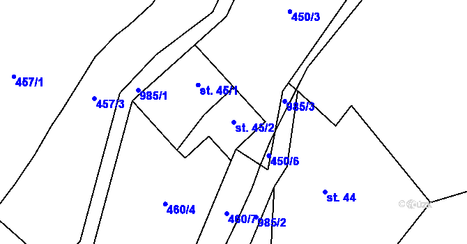 Parcela st. 45/2 v KÚ Horní Tašovice, Katastrální mapa