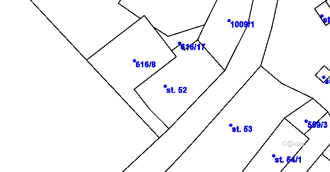 Parcela st. 52 v KÚ Horní Tašovice, Katastrální mapa