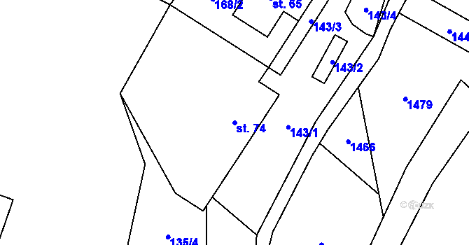 Parcela st. 74 v KÚ Horní Tašovice, Katastrální mapa