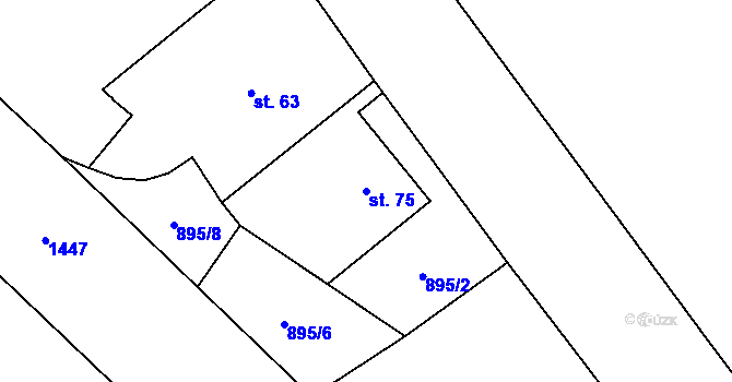 Parcela st. 75 v KÚ Horní Tašovice, Katastrální mapa