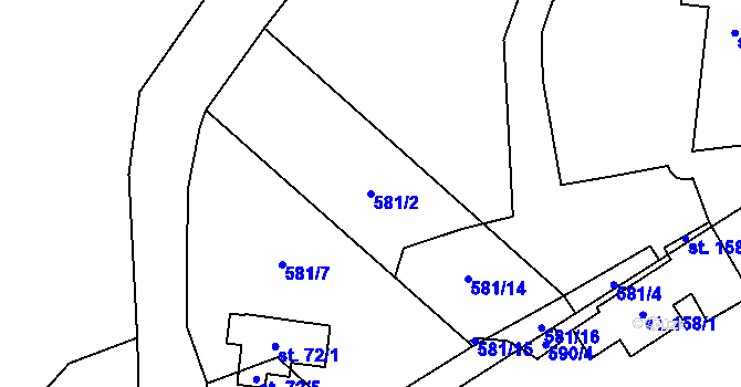 Parcela st. 581/2 v KÚ Horní Tašovice, Katastrální mapa