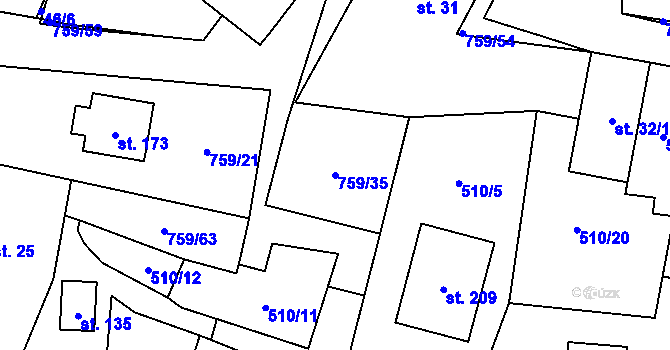 Parcela st. 759/35 v KÚ Stružná, Katastrální mapa