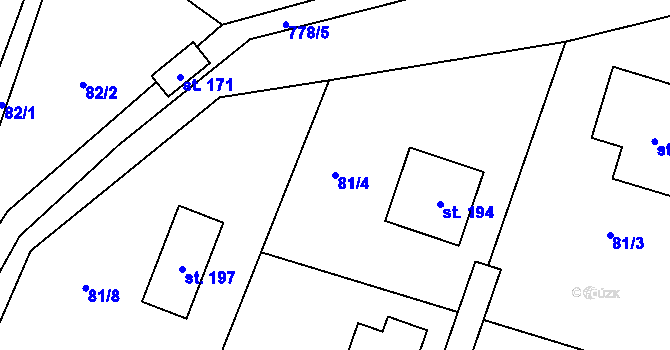 Parcela st. 81/4 v KÚ Stružná, Katastrální mapa