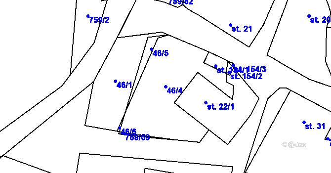 Parcela st. 46/4 v KÚ Stružná, Katastrální mapa