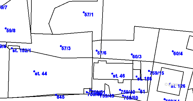 Parcela st. 57/6 v KÚ Stružná, Katastrální mapa