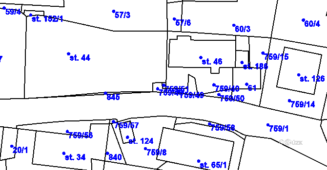 Parcela st. 759/51 v KÚ Stružná, Katastrální mapa