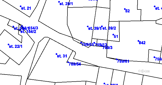 Parcela st. 759/55 v KÚ Stružná, Katastrální mapa