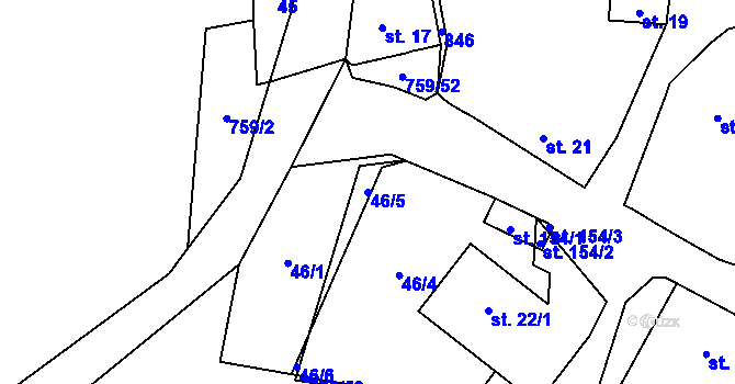 Parcela st. 46/5 v KÚ Stružná, Katastrální mapa