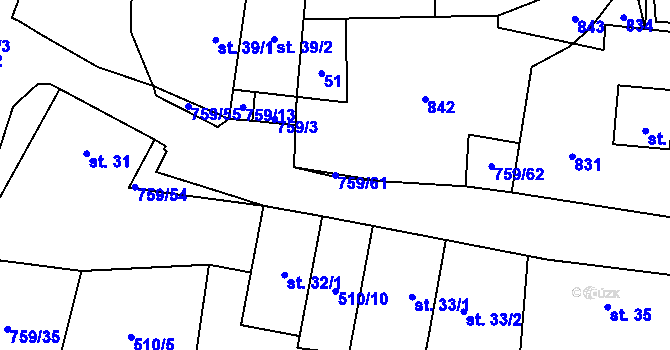 Parcela st. 759/61 v KÚ Stružná, Katastrální mapa