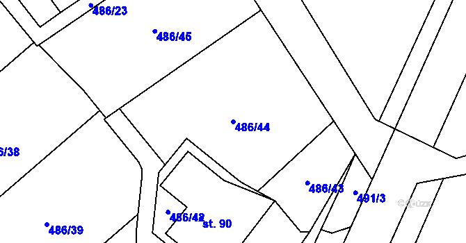 Parcela st. 486/44 v KÚ Stružná, Katastrální mapa