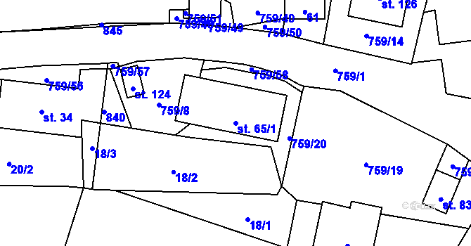 Parcela st. 65/1 v KÚ Stružná, Katastrální mapa