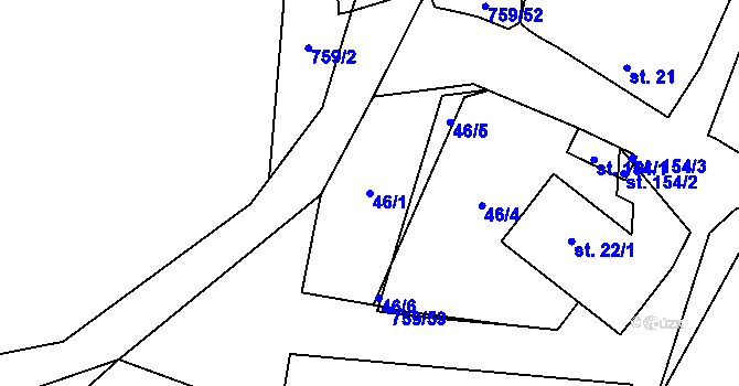 Parcela st. 46/1 v KÚ Stružná, Katastrální mapa
