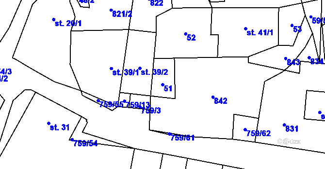 Parcela st. 51 v KÚ Stružná, Katastrální mapa