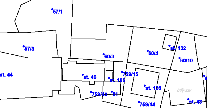 Parcela st. 60/3 v KÚ Stružná, Katastrální mapa