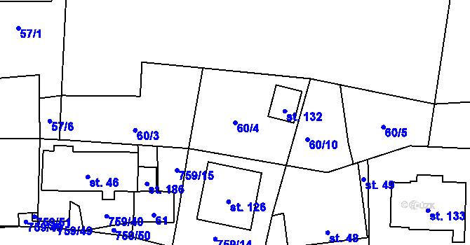 Parcela st. 60/4 v KÚ Stružná, Katastrální mapa