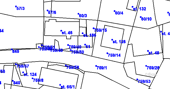 Parcela st. 61 v KÚ Stružná, Katastrální mapa