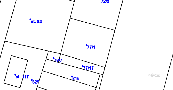 Parcela st. 77/1 v KÚ Stružná, Katastrální mapa