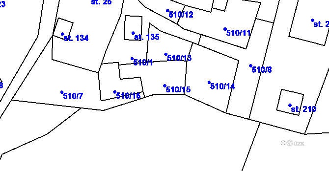 Parcela st. 510/15 v KÚ Stružná, Katastrální mapa