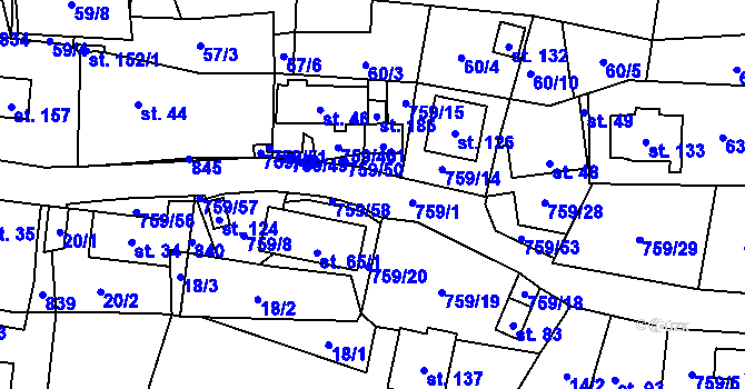 Parcela st. 759/1 v KÚ Stružná, Katastrální mapa